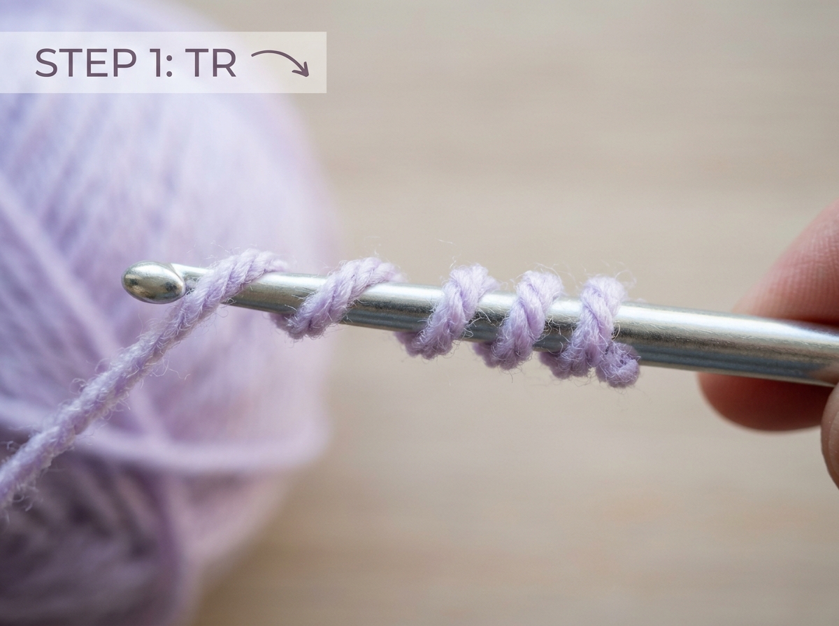 Step 1: Yarn Over Hook Twice